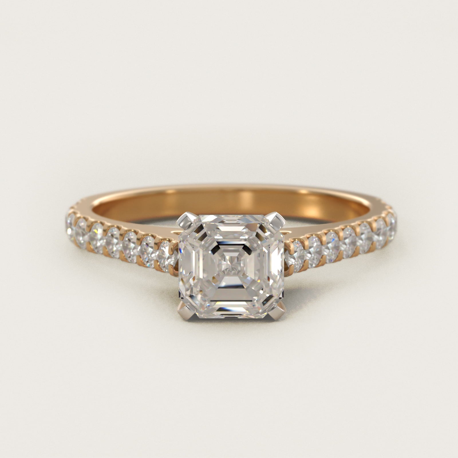 Common Prong Diamond PavŽ Engagement Ring In 18k Yellow Gold By James Allen - Asscher Center
