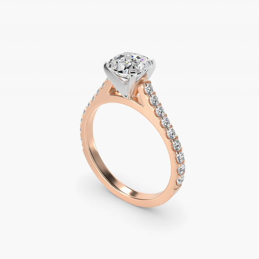 Common Prong Diamond PavŽ Engagement Ring In 14K Rose Gold By James Allen - Cushion Center