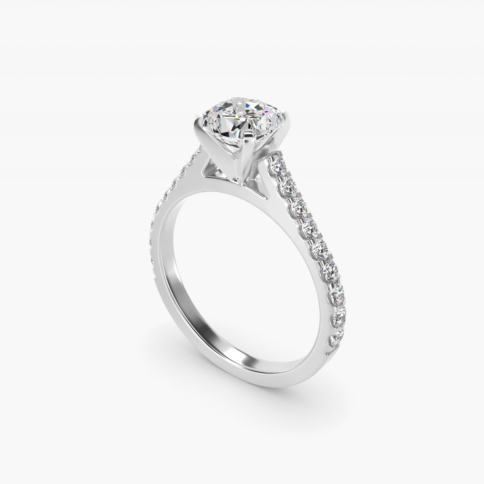 Common Prong Diamond PavŽ Engagement Ring In 18k White Gold By James Allen - Cushion Center