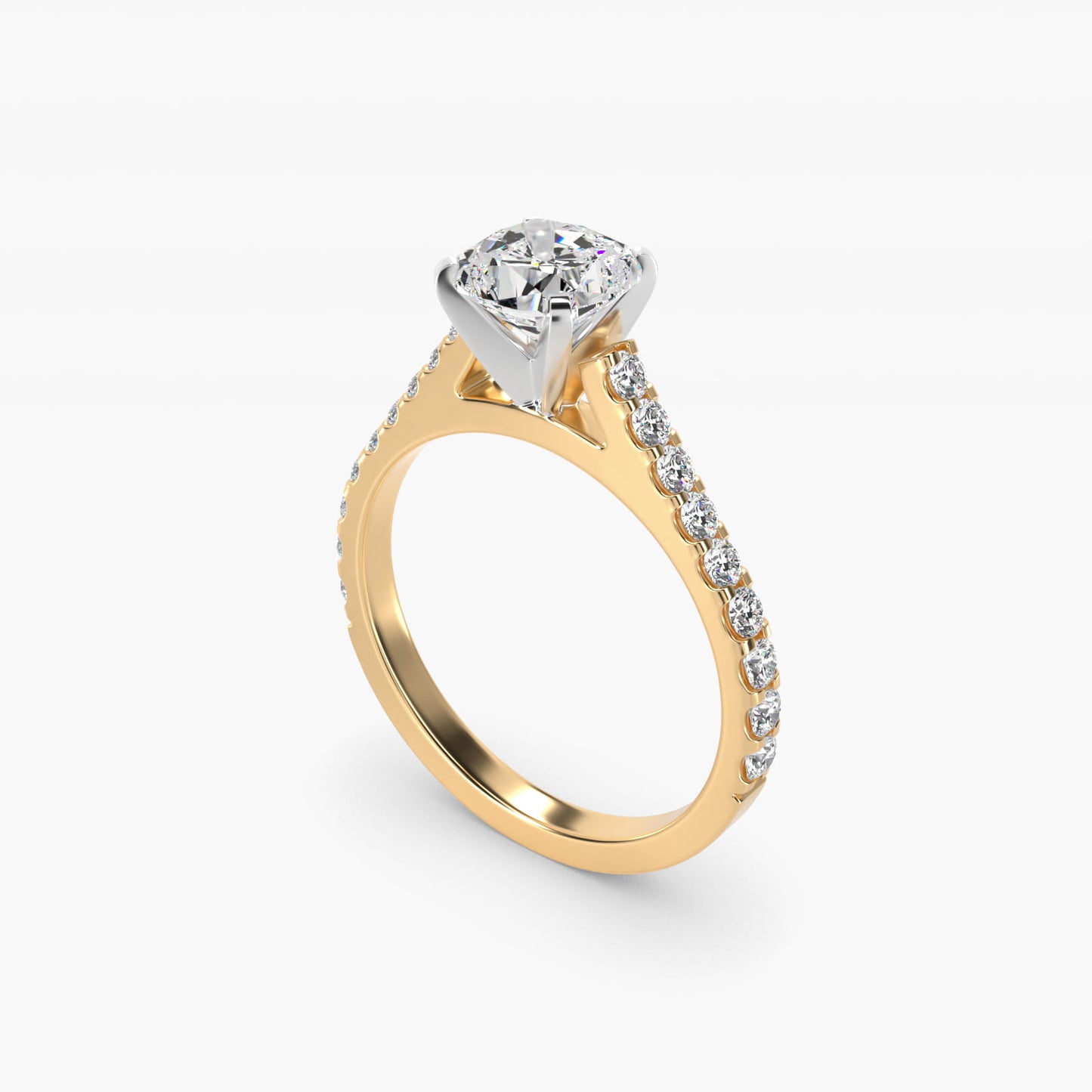 Common Prong Diamond PavŽ Engagement Ring In 14K Yellow Gold By James Allen - Cushion Center
