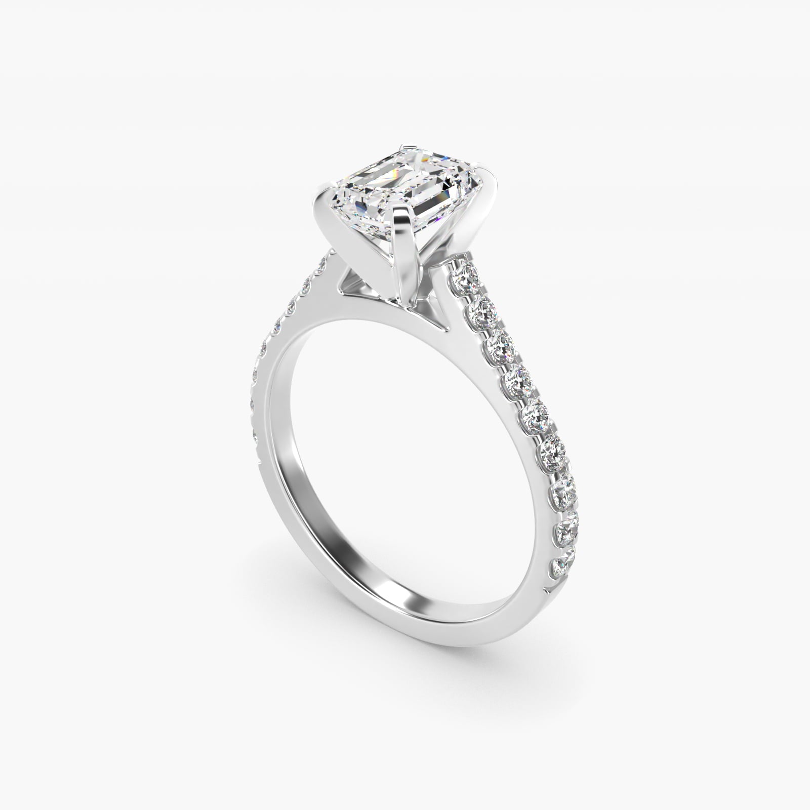 Common Prong Diamond PavŽ Engagement Ring In 18k White Gold By James Allen - Emerald Center
