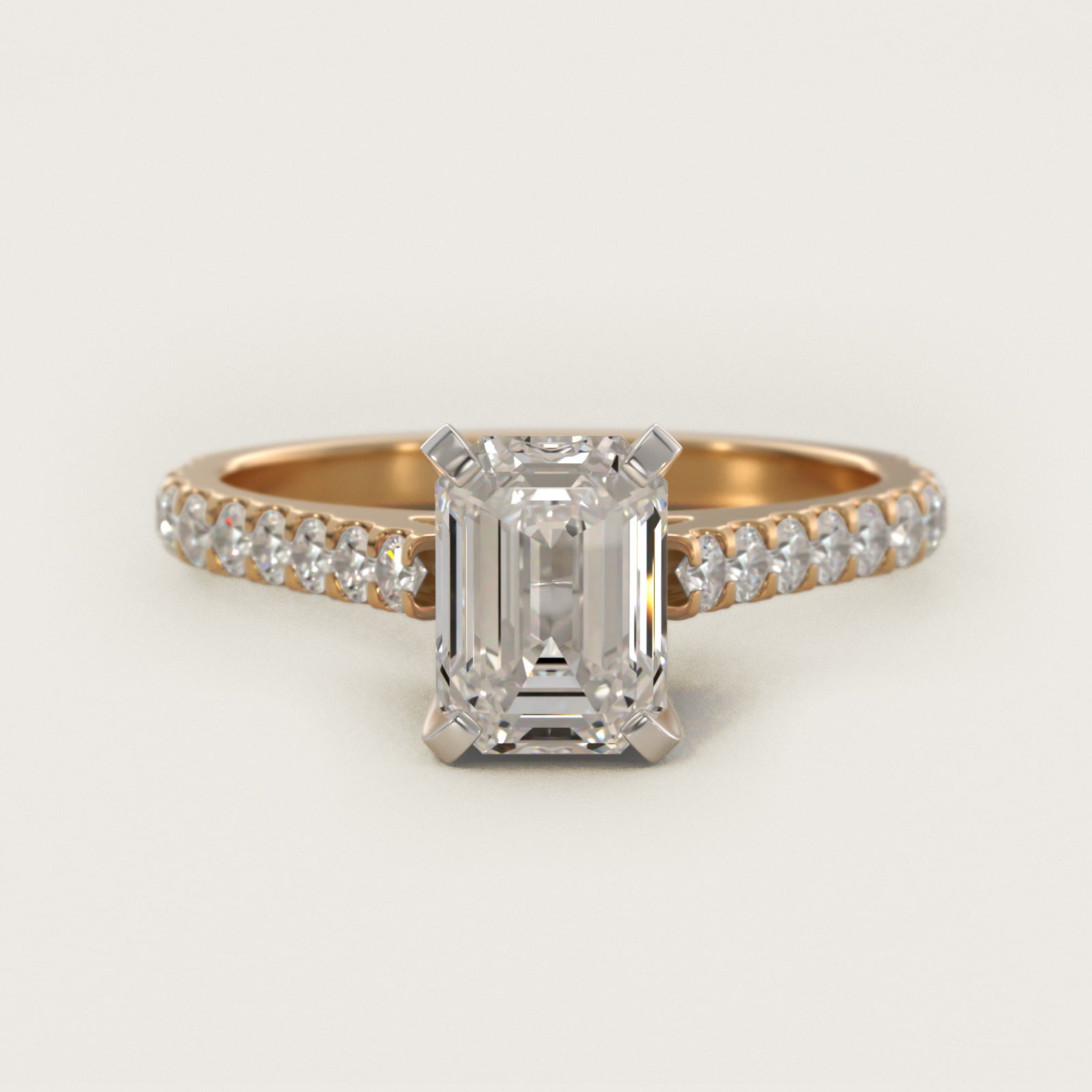 Common Prong Diamond PavŽ Engagement Ring In 14K Yellow Gold By James Allen - Emerald Center