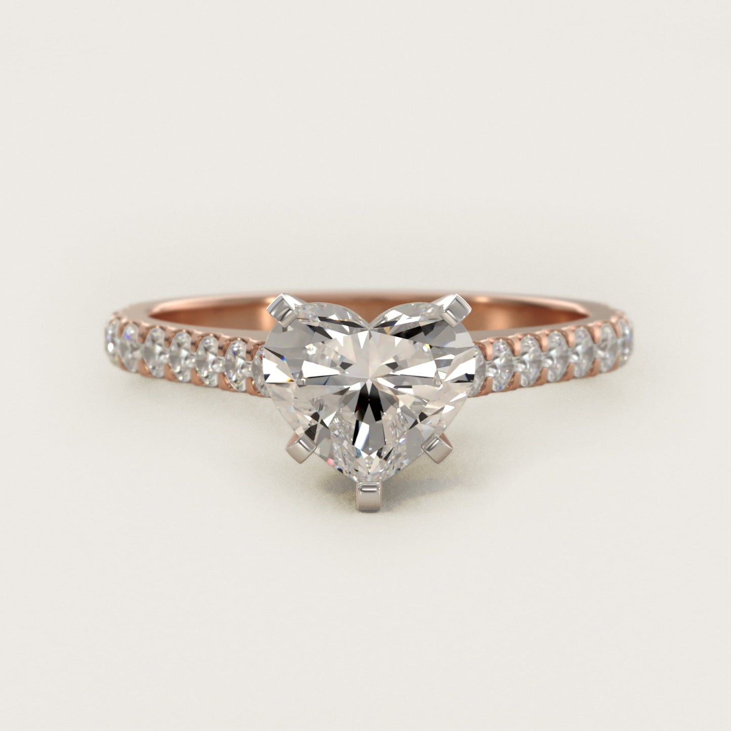 Common Prong Diamond PavŽ Engagement Ring In 14K Rose Gold By James Allen - Heart Center