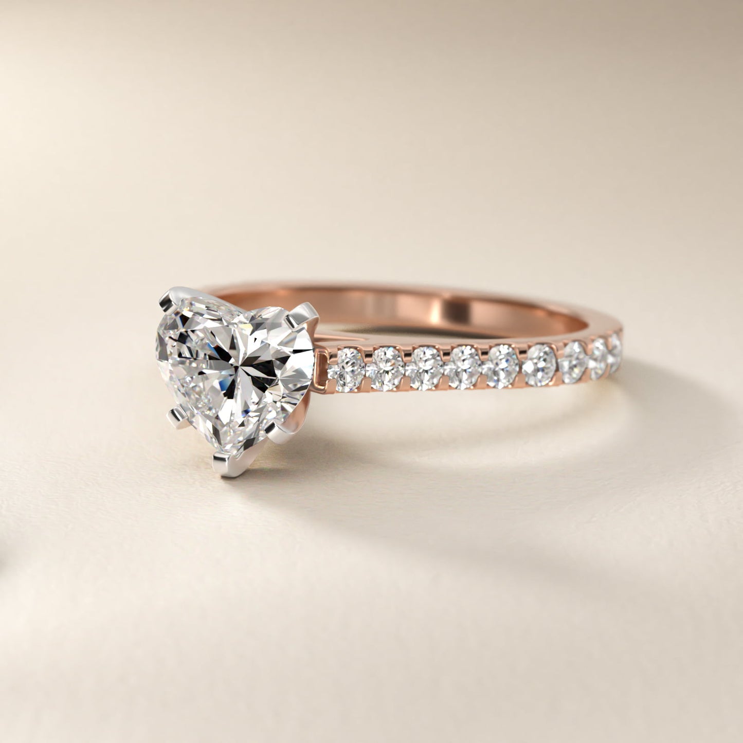 Common Prong Diamond PavŽ Engagement Ring In 18k Rose Gold By James Allen - Heart Center