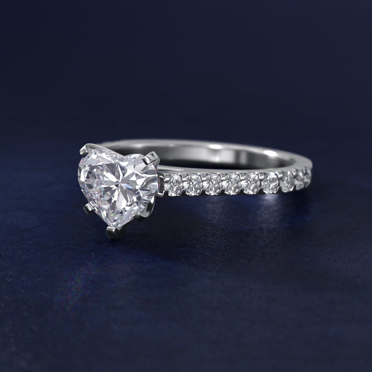 Common Prong Diamond PavŽ Engagement Ring In 14K White Gold By James Allen - Heart Center