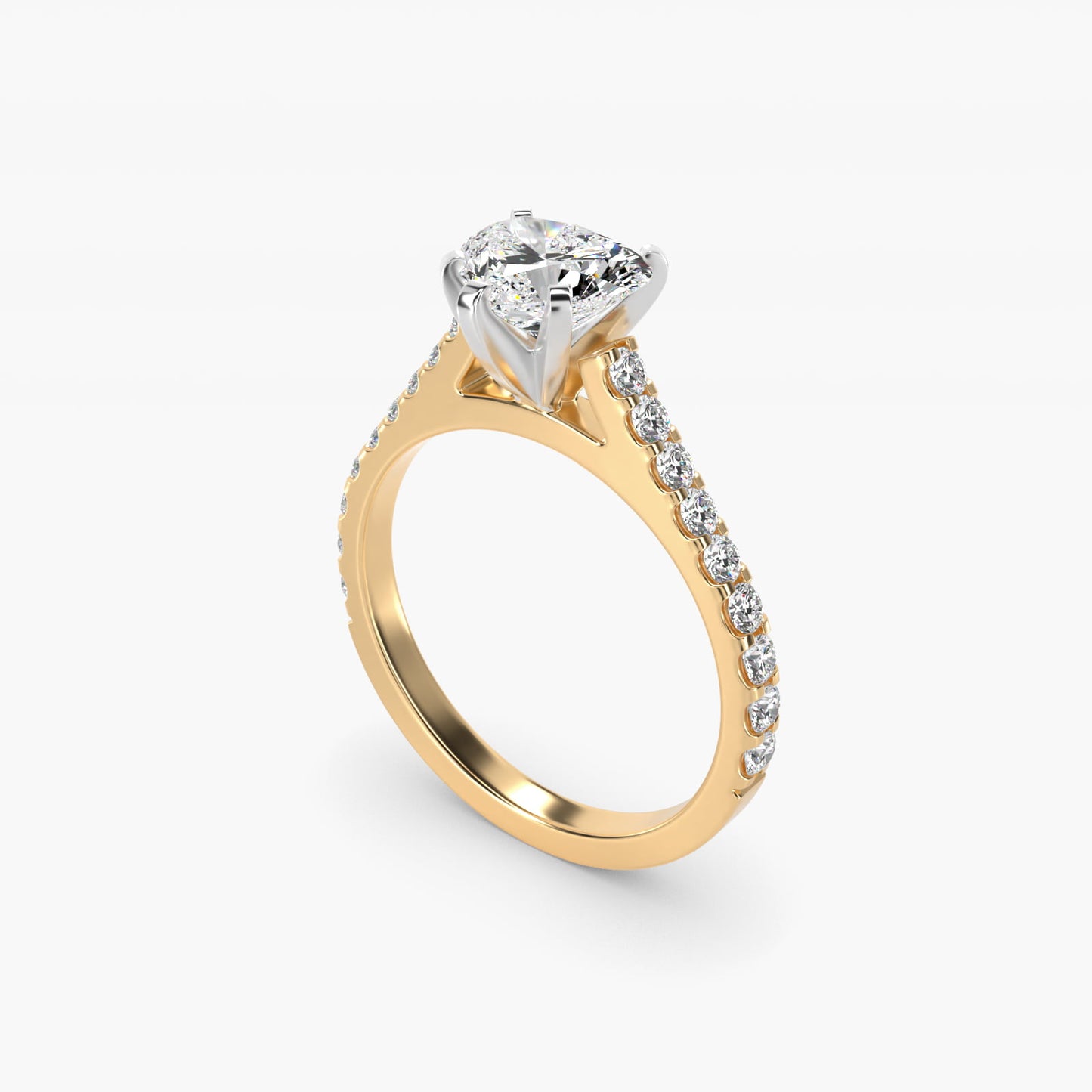 Common Prong Diamond PavŽ Engagement Ring In 14K Yellow Gold By James Allen - Heart Center