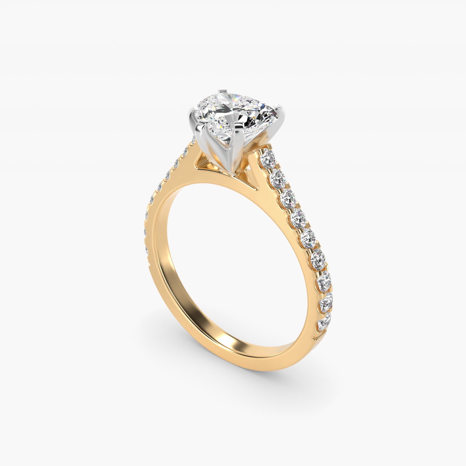 Common Prong Diamond PavŽ Engagement Ring In 14K Yellow Gold By James Allen - Heart Center