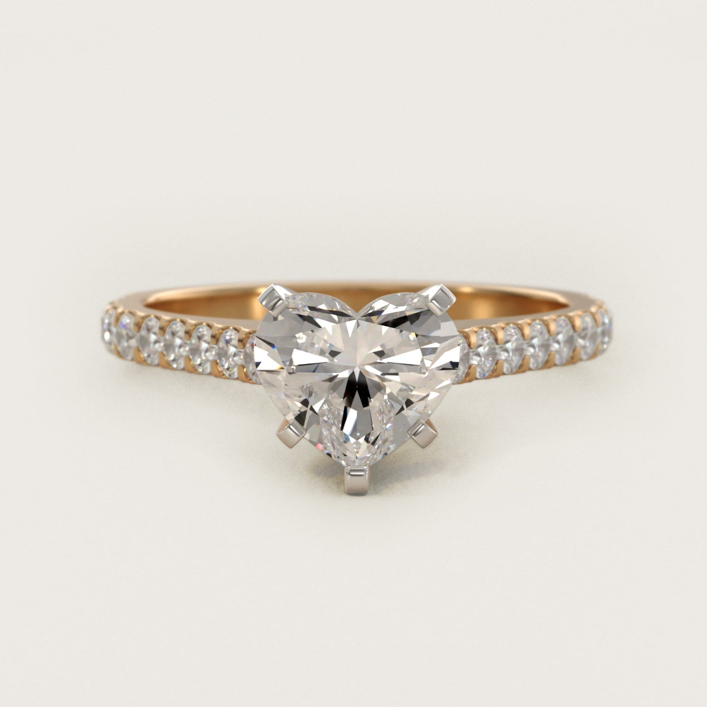 Common Prong Diamond PavŽ Engagement Ring In 14K Yellow Gold By James Allen - Heart Center
