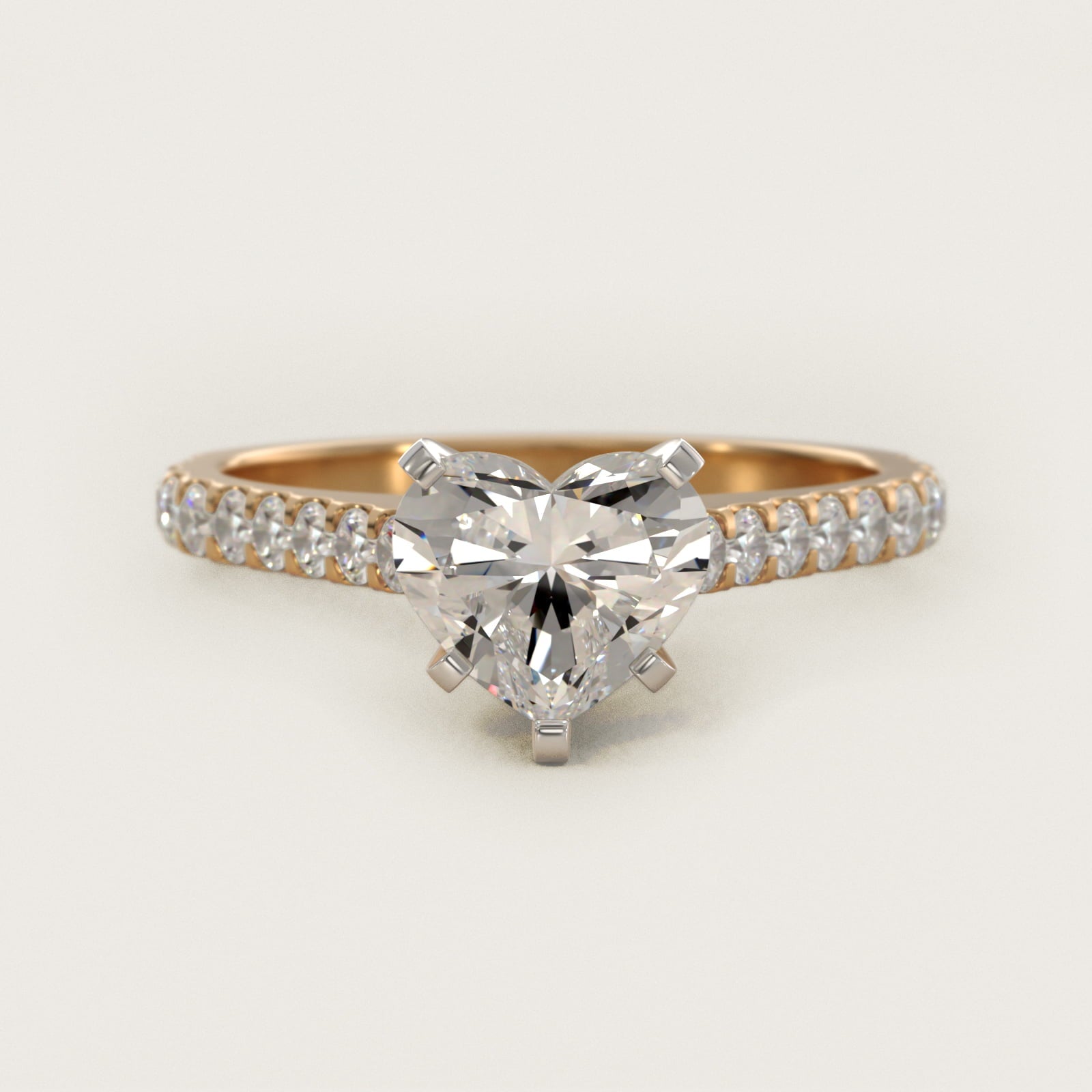 Common Prong Diamond PavŽ Engagement Ring In 14K Yellow Gold By James Allen - Heart Center