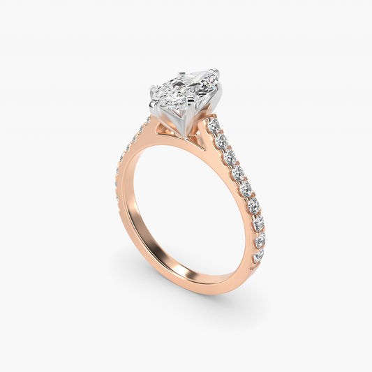 Common Prong Diamond PavŽ Engagement Ring In 14K Rose Gold By James Allen - Marquise Center