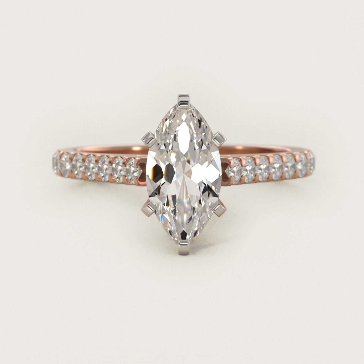 Common Prong Diamond PavŽ Engagement Ring In 14K Rose Gold By James Allen - Marquise Center