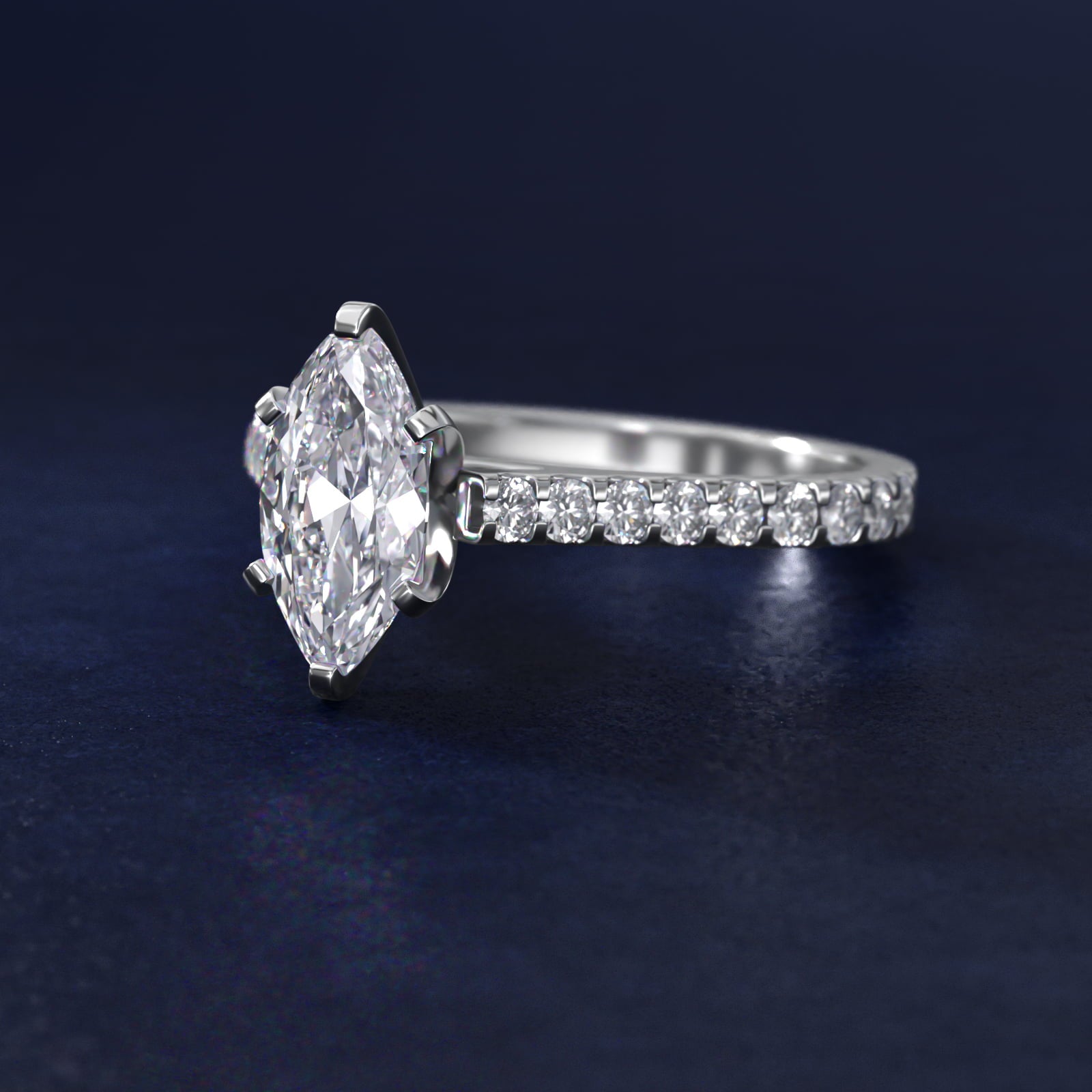 Common Prong Diamond PavŽ Engagement Ring In 18k White Gold By James Allen - Marquise Center