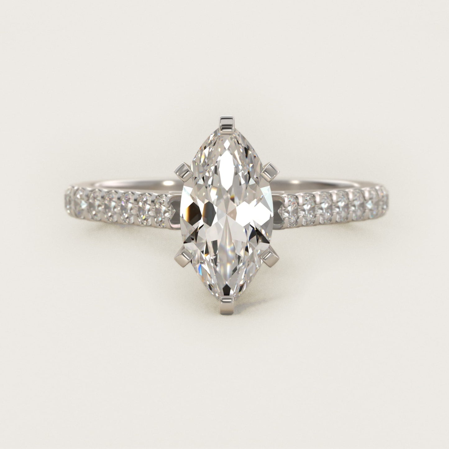 Common Prong Diamond PavŽ Engagement Ring In 18k White Gold By James Allen - Marquise Center