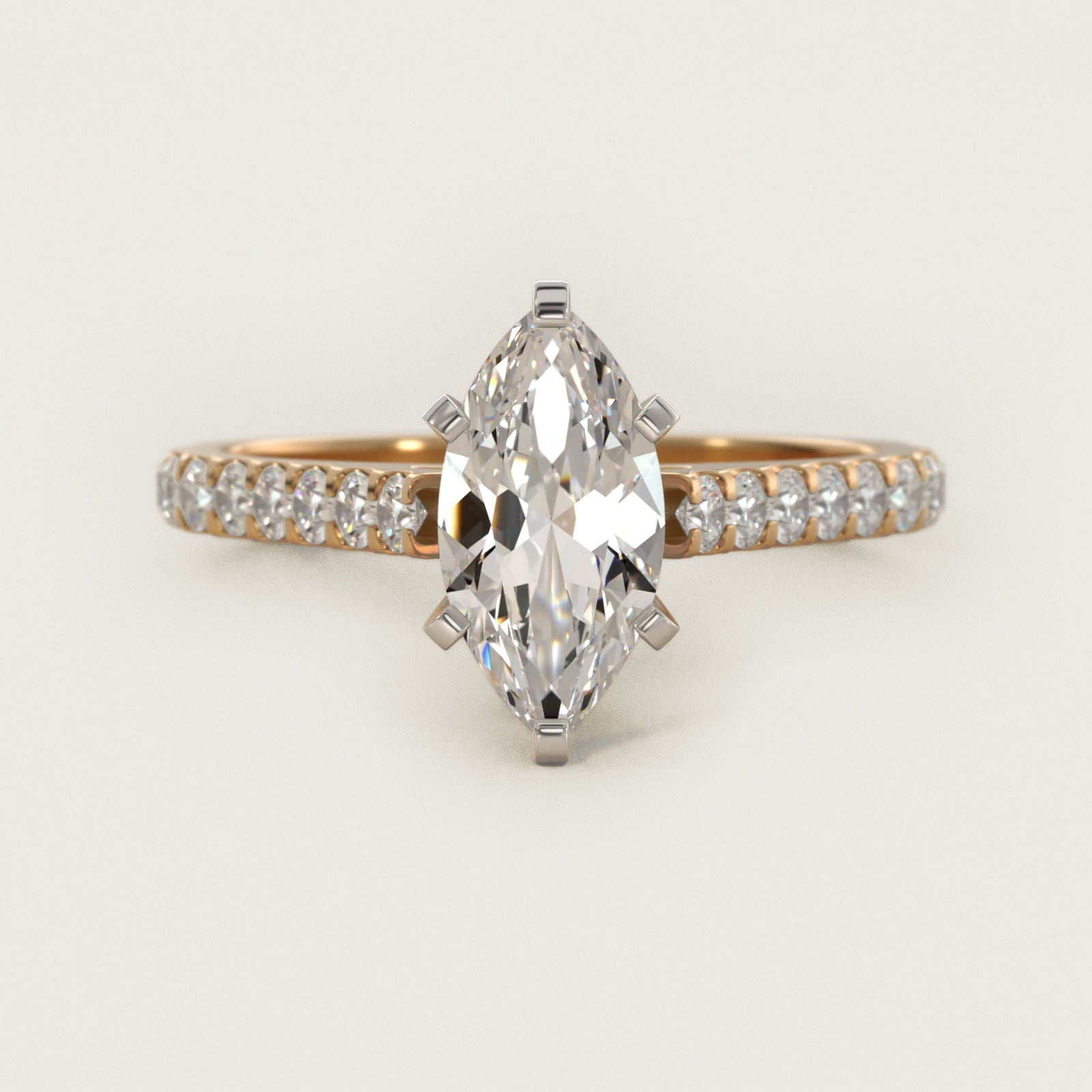 Common Prong Diamond PavŽ Engagement Ring In 18k Yellow Gold By James Allen - Marquise Center