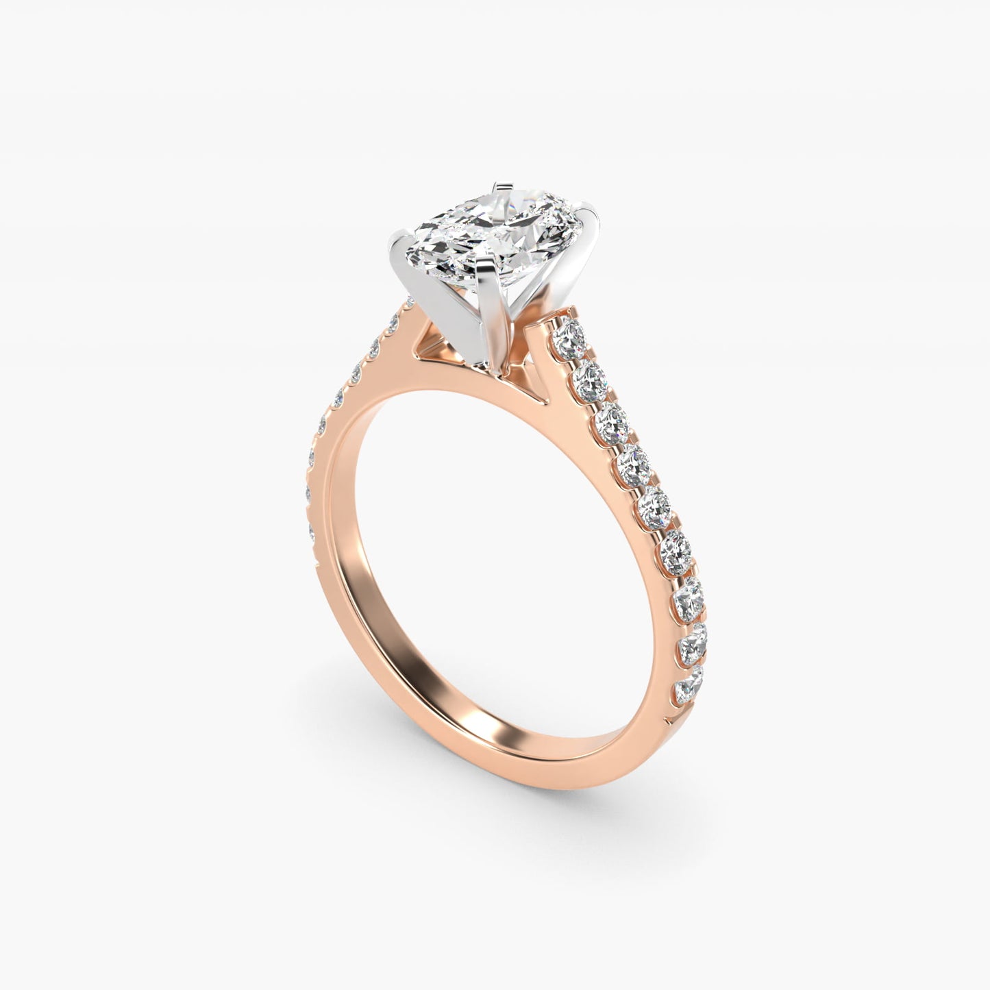 Common Prong Diamond PavŽ Engagement Ring In 14K Rose Gold By James Allen - Oval Center