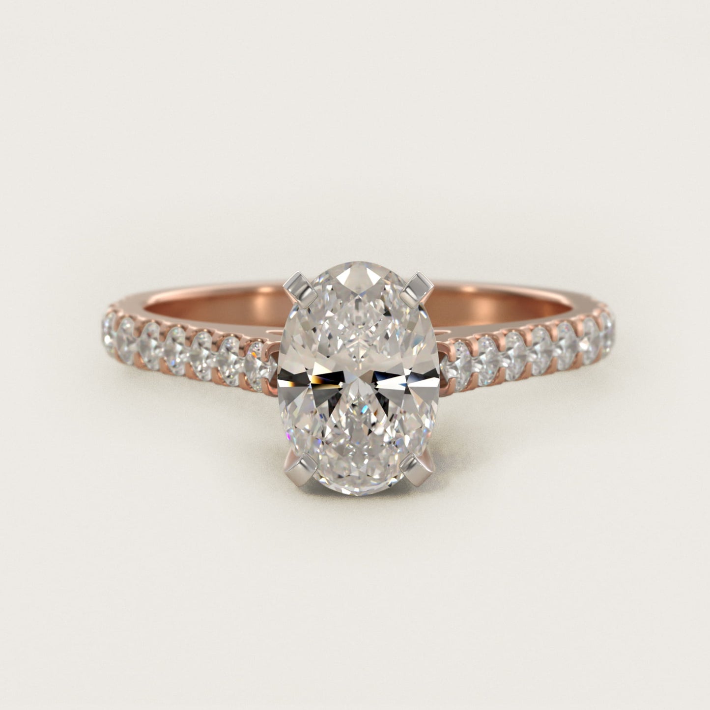 Common Prong Diamond PavŽ Engagement Ring In 14K Rose Gold By James Allen - Oval Center