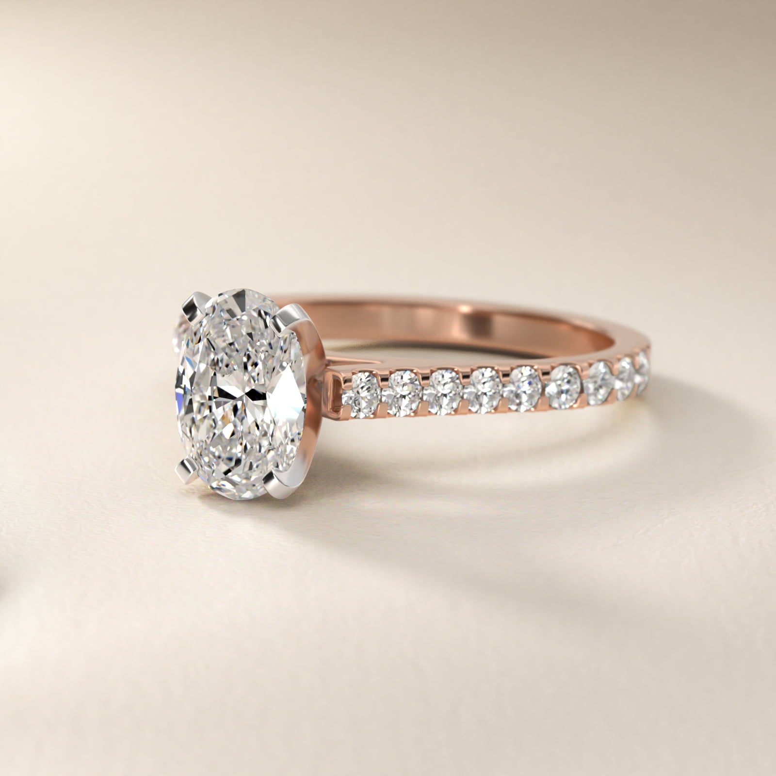 Common Prong Diamond PavŽ Engagement Ring In 18k Rose Gold By James Allen - Oval Center