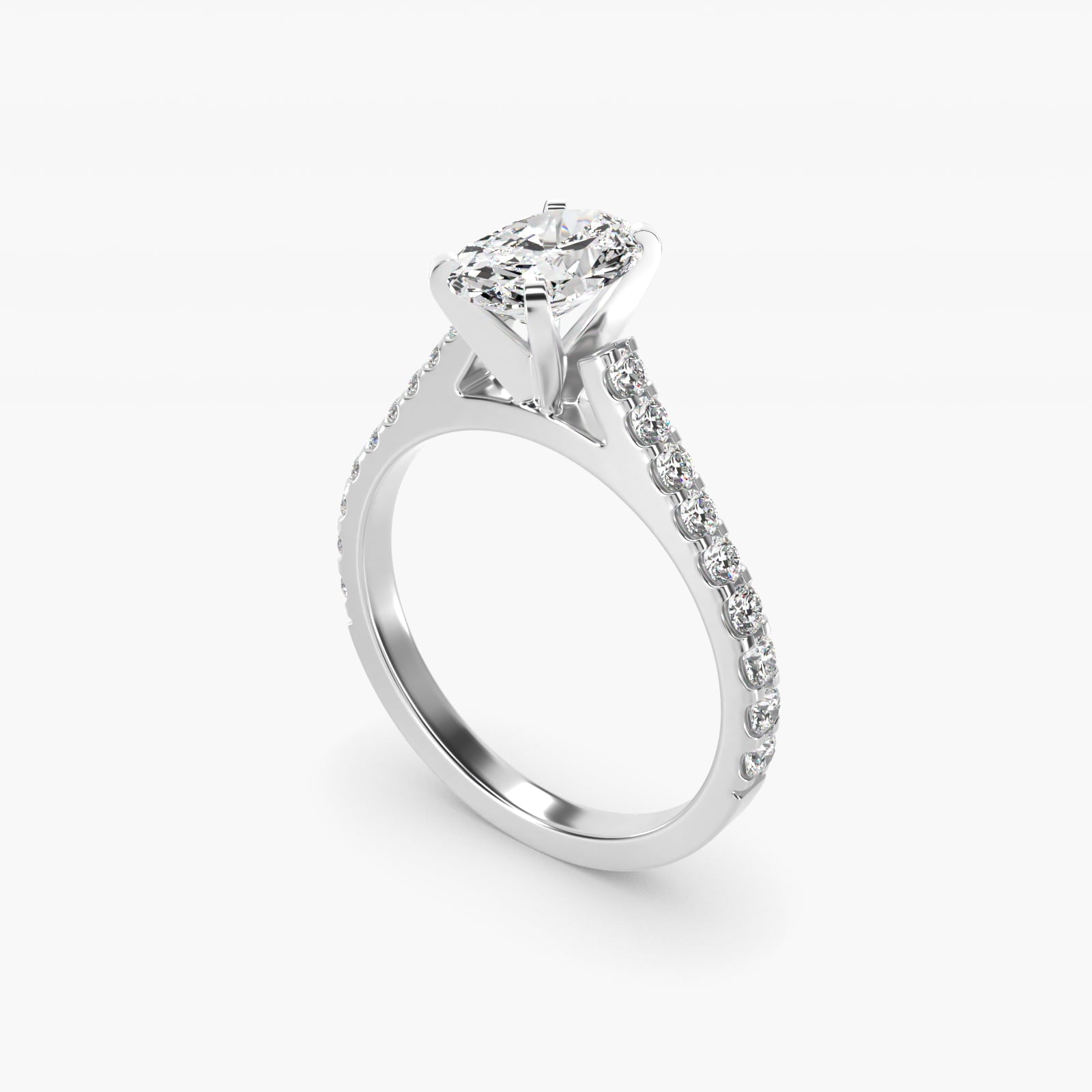 Common Prong Diamond PavŽ Engagement Ring In 14K White Gold By James Allen - Oval Center