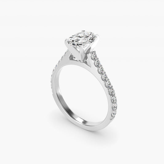 Common Prong Diamond PavŽ Engagement Ring In 14K White Gold By James Allen - Oval Center