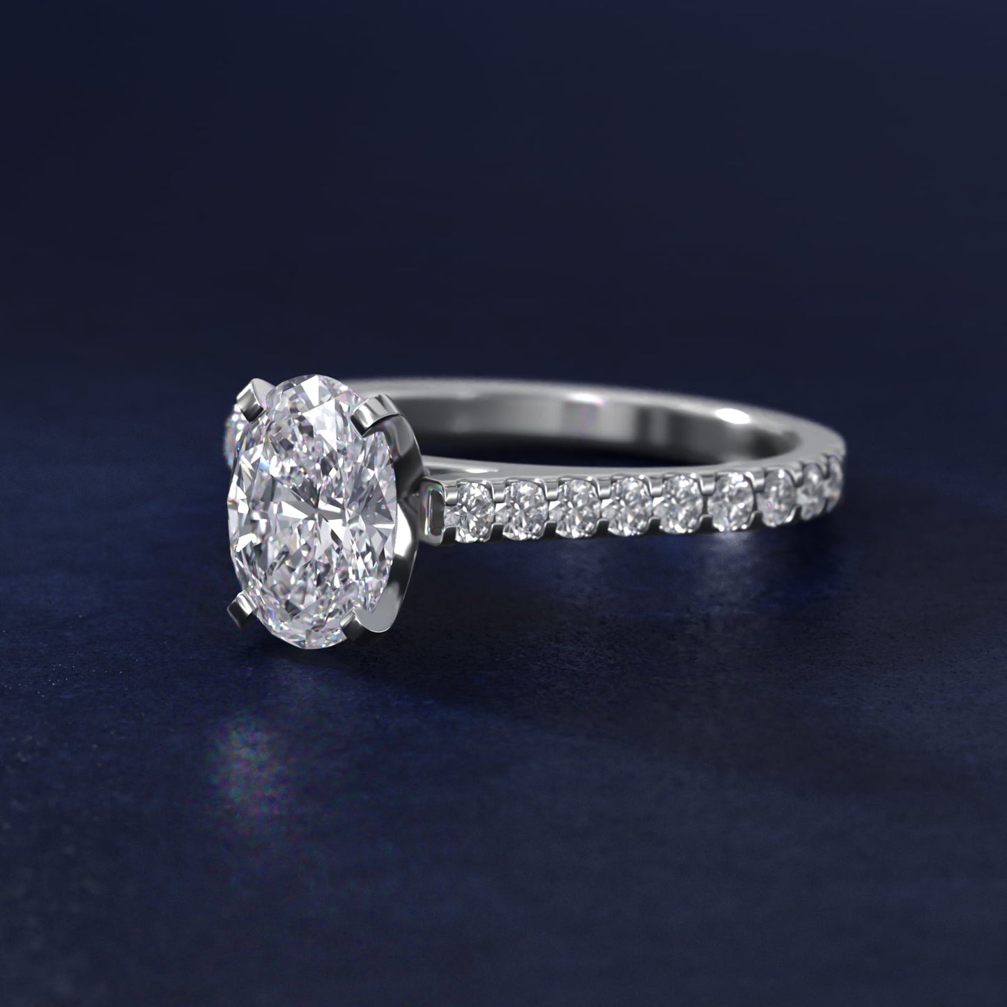 Common Prong Diamond PavŽ Engagement Ring In 14K White Gold By James Allen - Oval Center