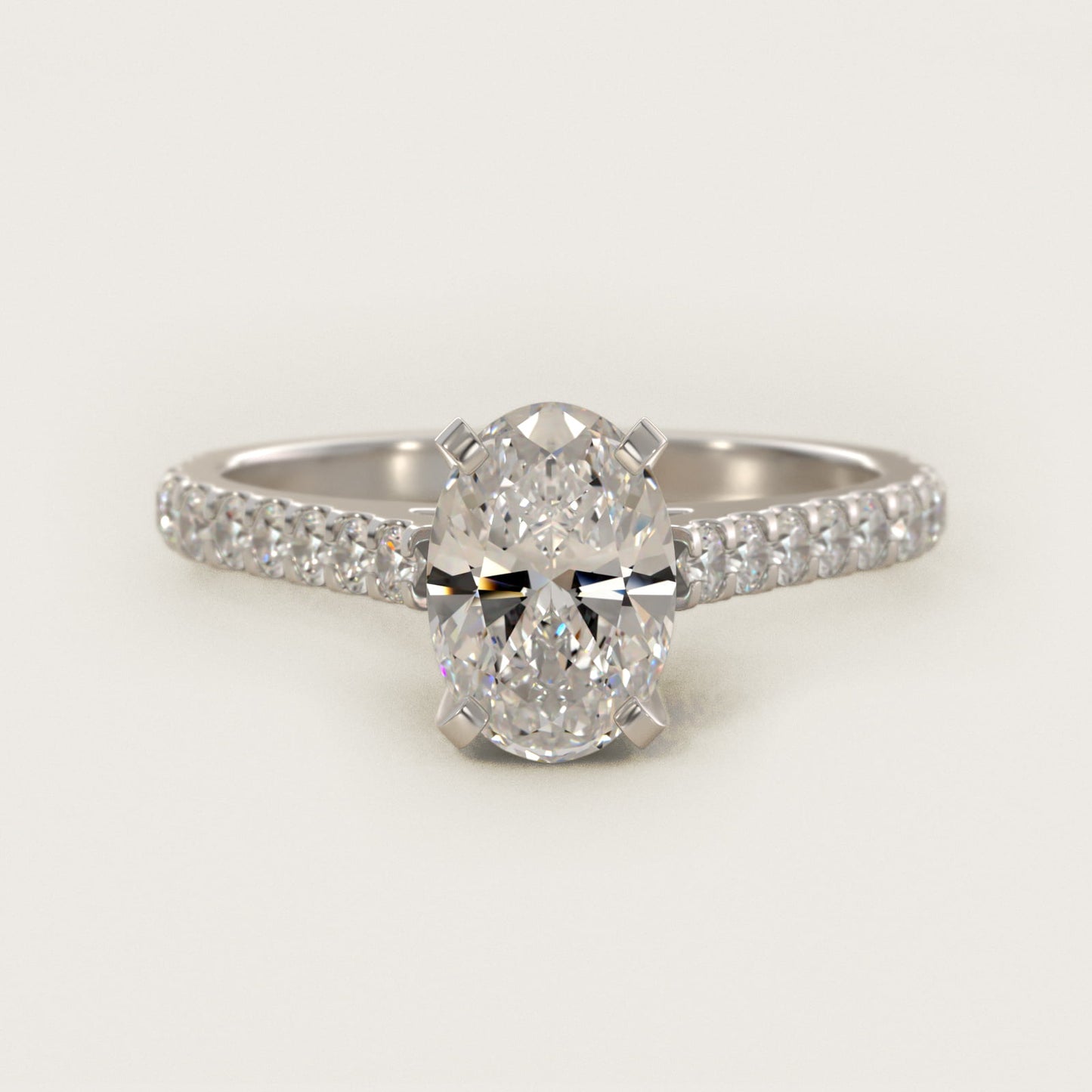 Common Prong Diamond PavŽ Engagement Ring In 18k White Gold By James Allen - Oval Center