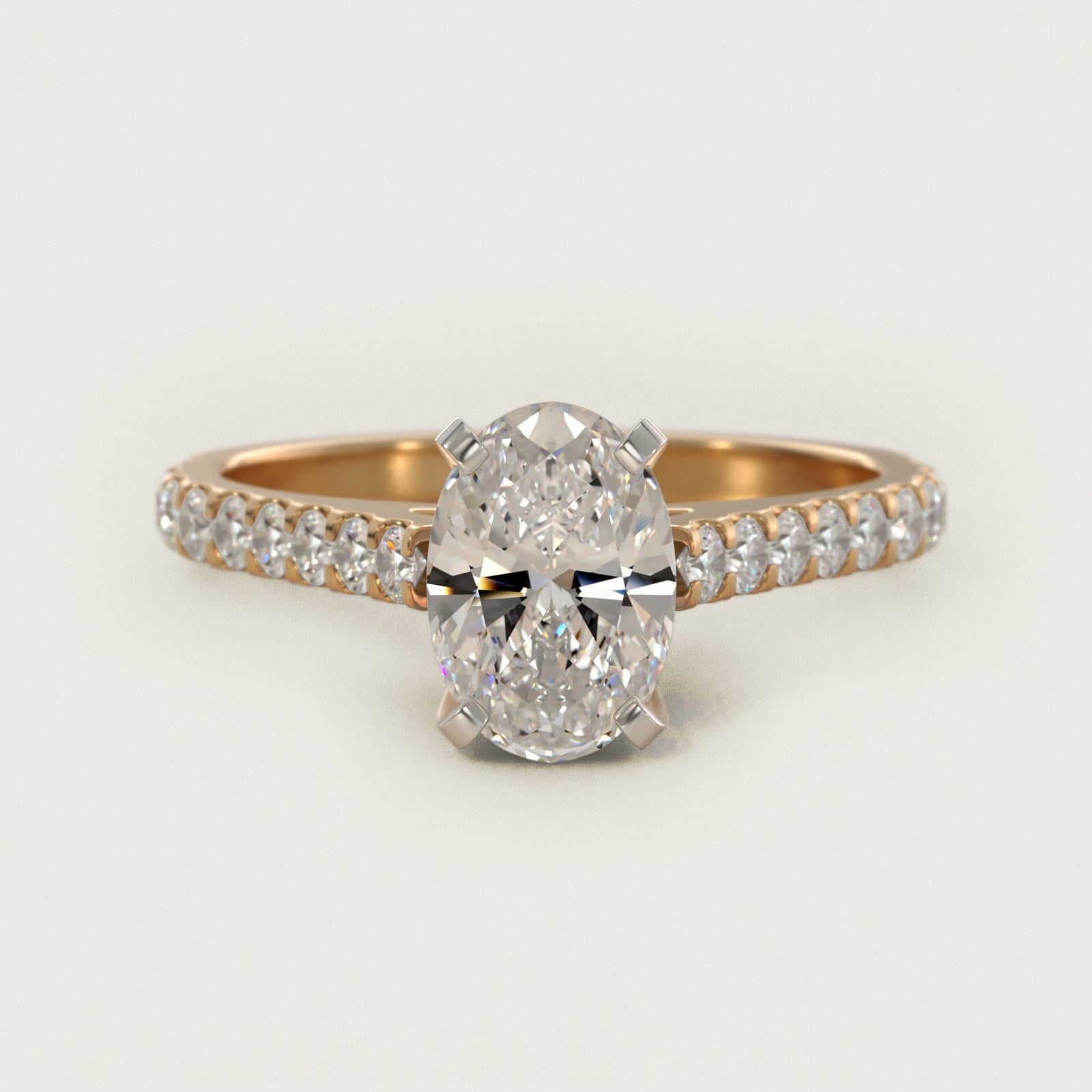 Common Prong Diamond PavŽ Engagement Ring In 14K Yellow Gold By James Allen - Oval Center