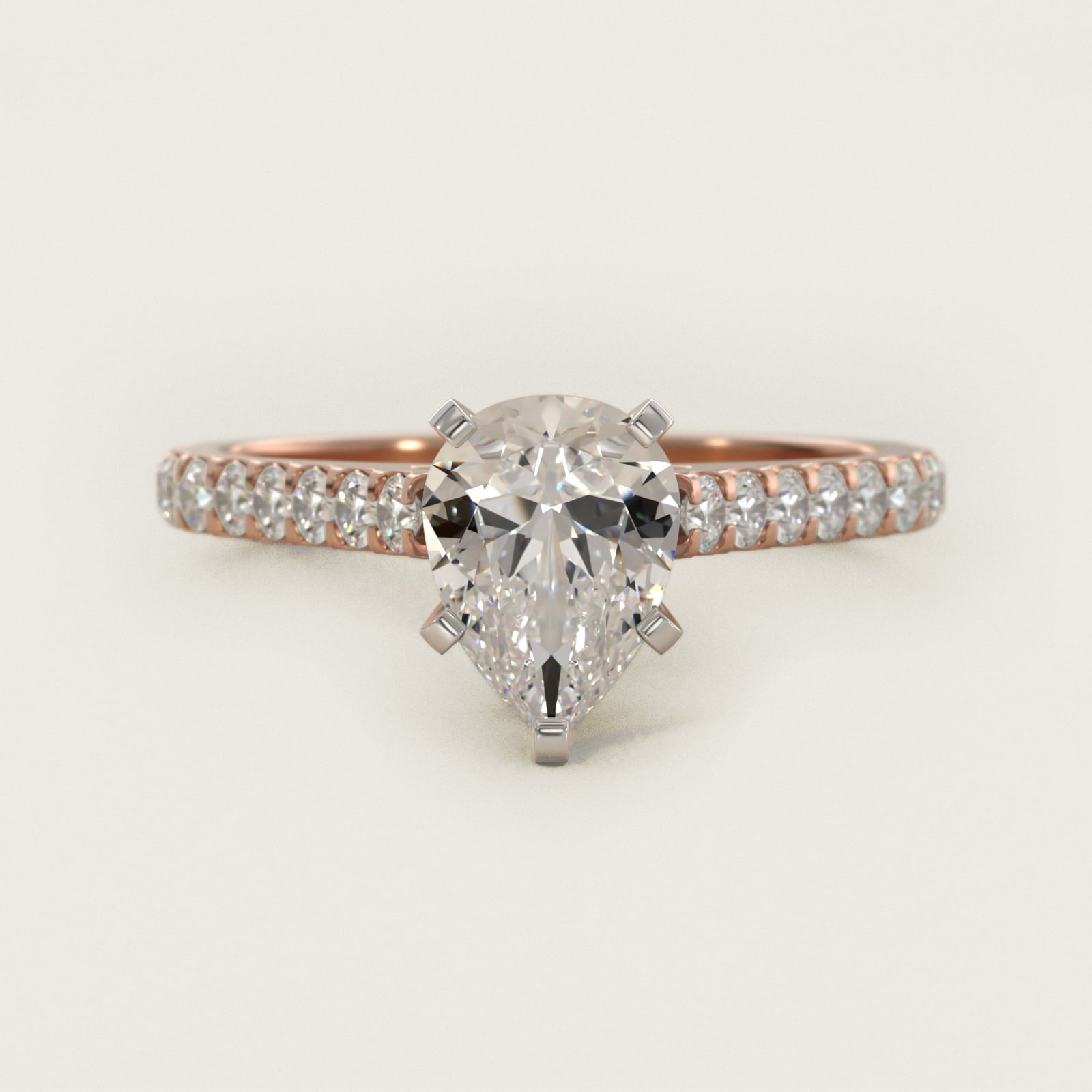 Common Prong Diamond PavŽ Engagement Ring In 18k Rose Gold By James Allen - Pear Center