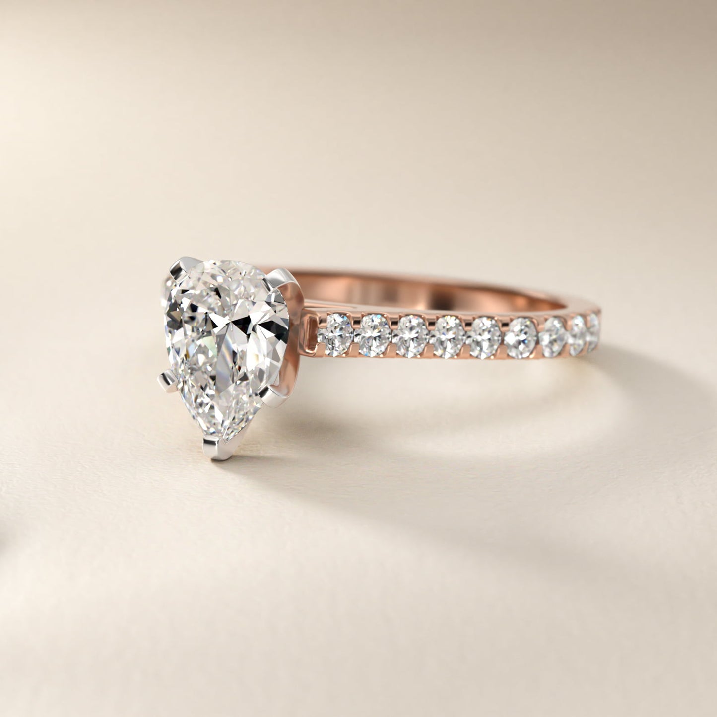 Common Prong Diamond PavŽ Engagement Ring In 18k Rose Gold By James Allen - Pear Center