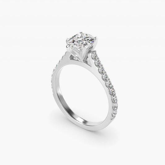 Common Prong Diamond PavŽ Engagement Ring In 18k White Gold By James Allen - Pear Center
