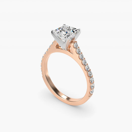 Common Prong Diamond PavŽ Engagement Ring In 14K Rose Gold By James Allen - Princess Center