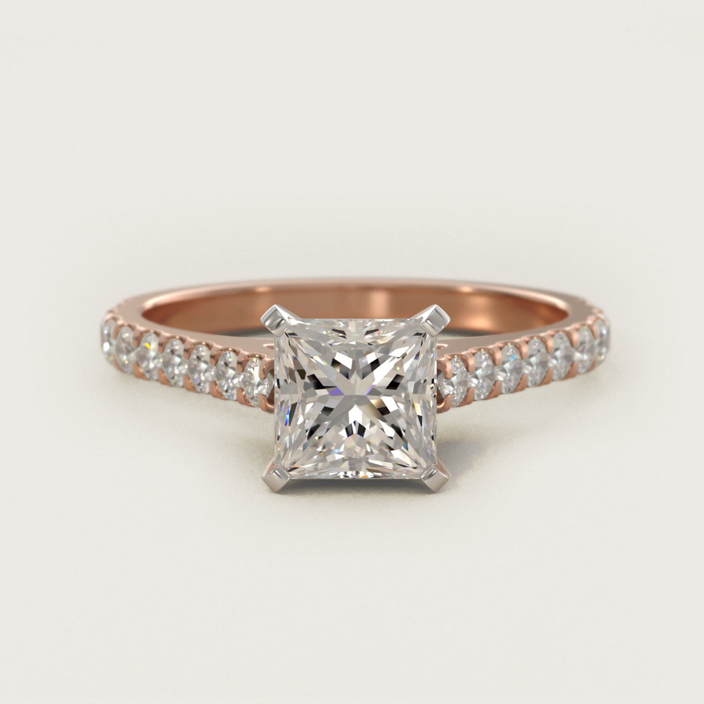 Common Prong Diamond PavŽ Engagement Ring In 18k Rose Gold By James Allen - Princess Center