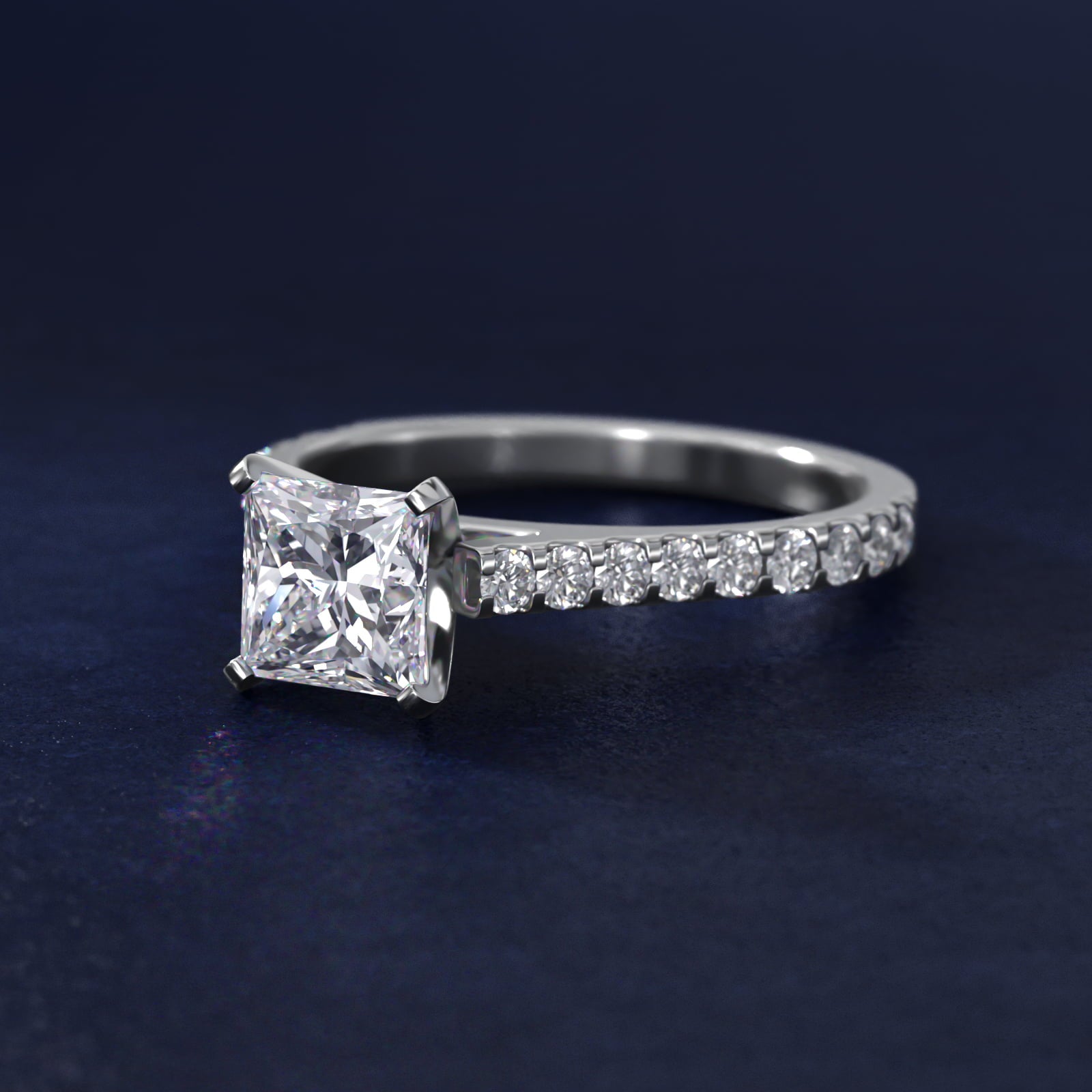 Common Prong Diamond PavŽ Engagement Ring In 14K White Gold By James Allen - Princess Center