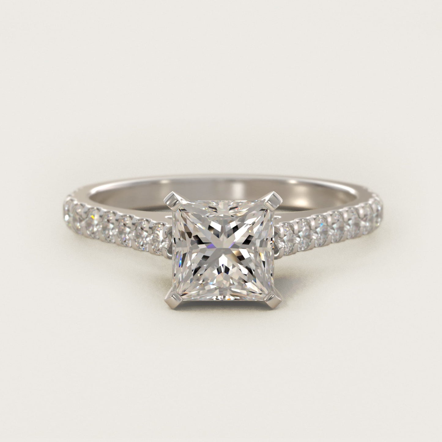 Common Prong Diamond PavŽ Engagement Ring In 18k White Gold By James Allen - Princess Center