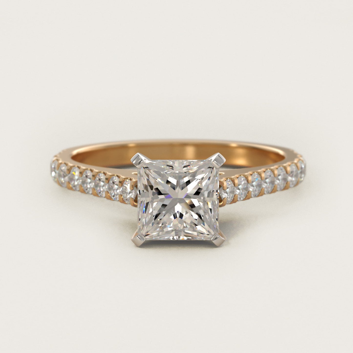 Common Prong Diamond PavŽ Engagement Ring In 18k Yellow Gold By James Allen - Princess Center