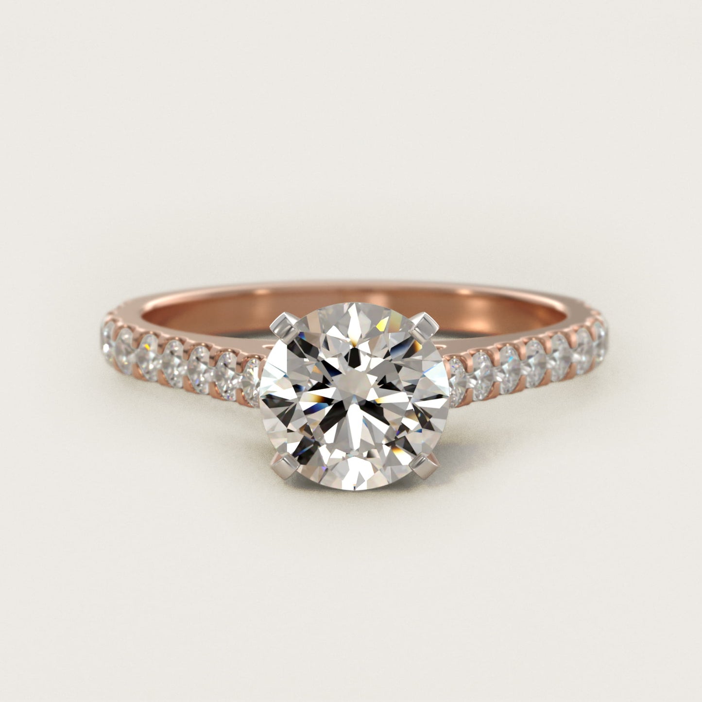 Common Prong Diamond PavŽ Engagement Ring In 18k Rose Gold By James Allen - Round Center