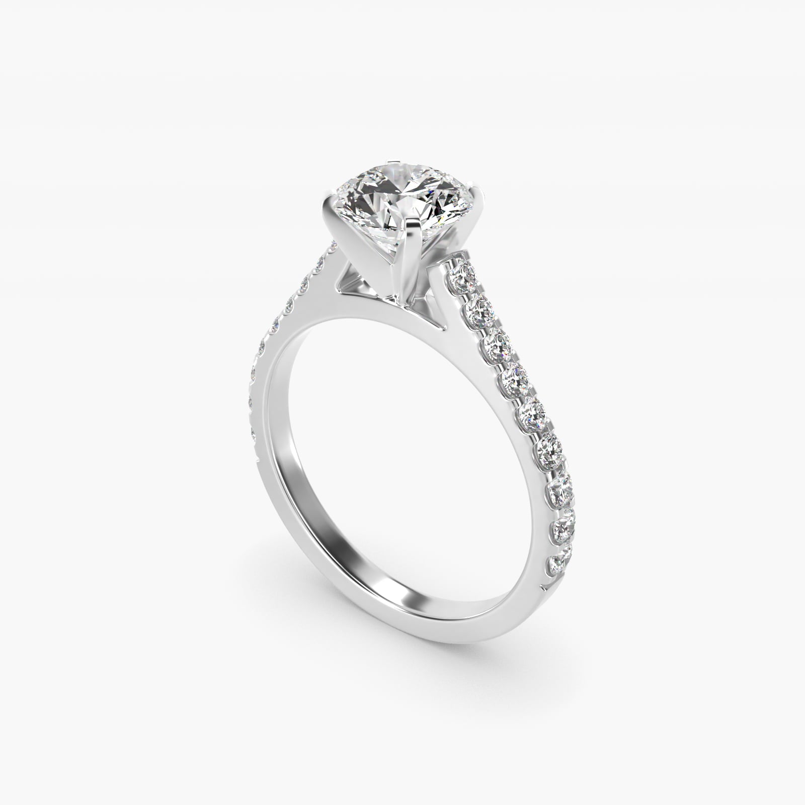 Common Prong Diamond PavŽ Engagement Ring In 14K White Gold By James Allen - Round Center