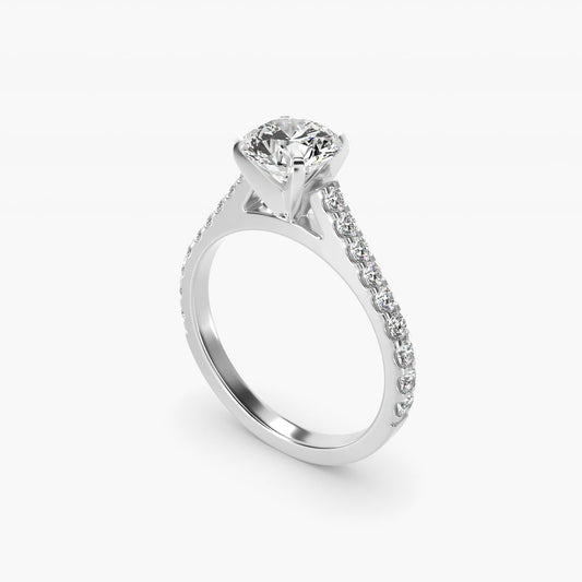 Common Prong Diamond PavŽ Engagement Ring In 14K White Gold By James Allen - Round Center
