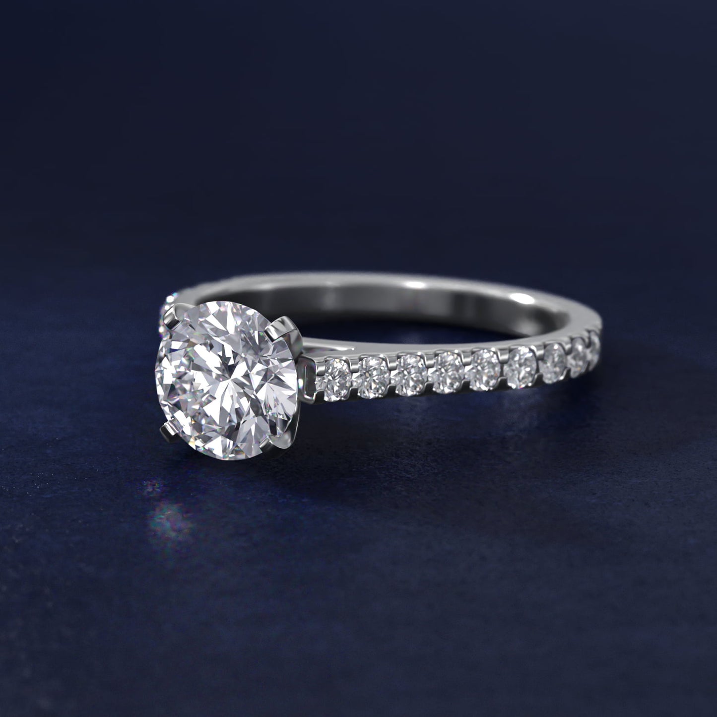 Common Prong Diamond PavŽ Engagement Ring In 14K White Gold By James Allen - Round Center