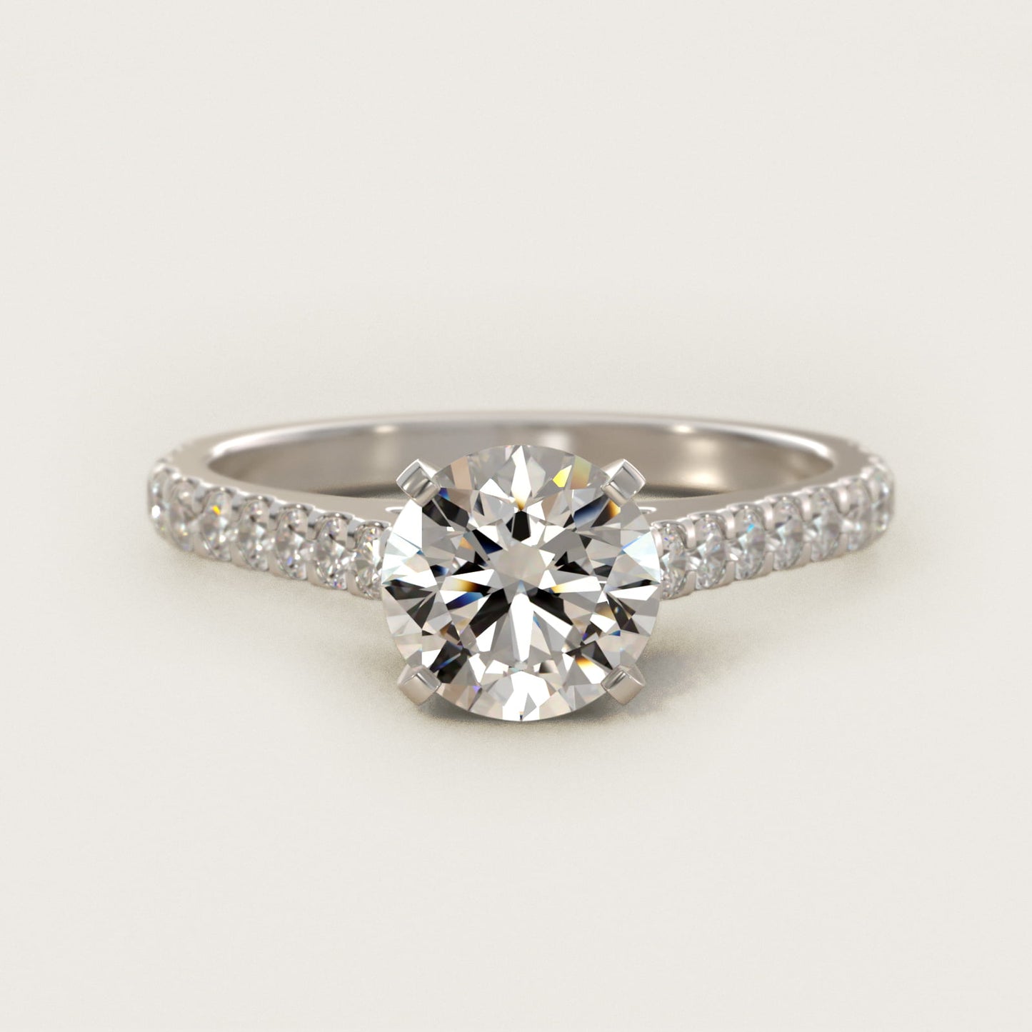 Common Prong Diamond PavŽ Engagement Ring In 14K White Gold By James Allen - Round Center