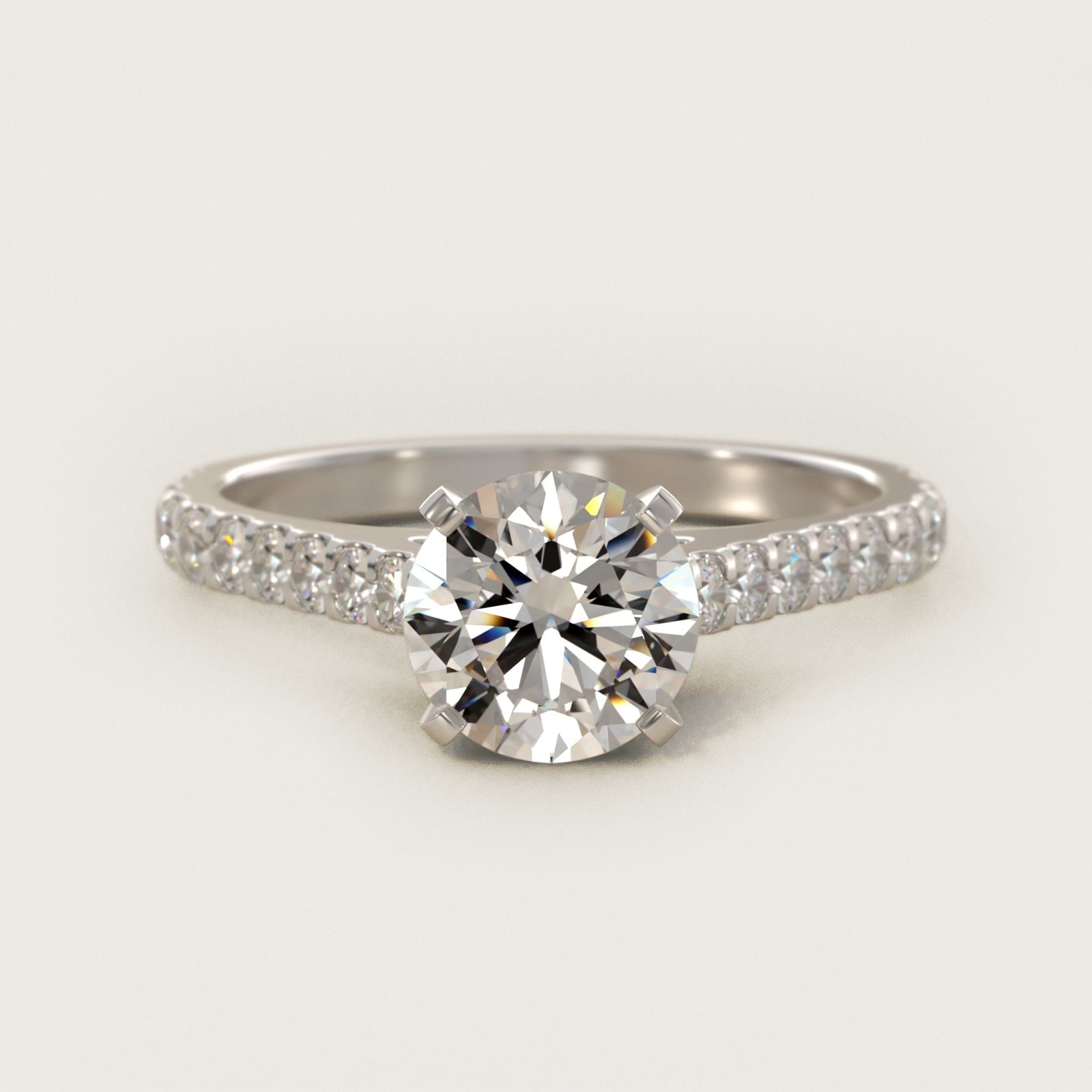 Common Prong Diamond PavŽ Engagement Ring In 18k White Gold By James Allen - Round Center