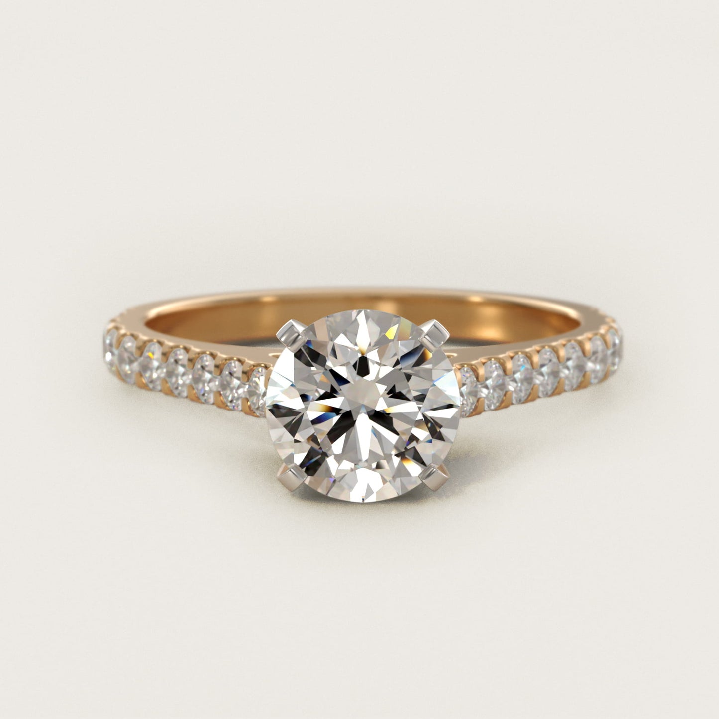 Common Prong Diamond PavŽ Engagement Ring In 14K Yellow Gold By James Allen - Round Center