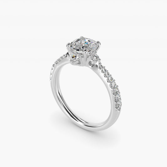 Compass Point Diamond Accent Engagement Ring In 14K White Gold By James Allen - Cushion Center