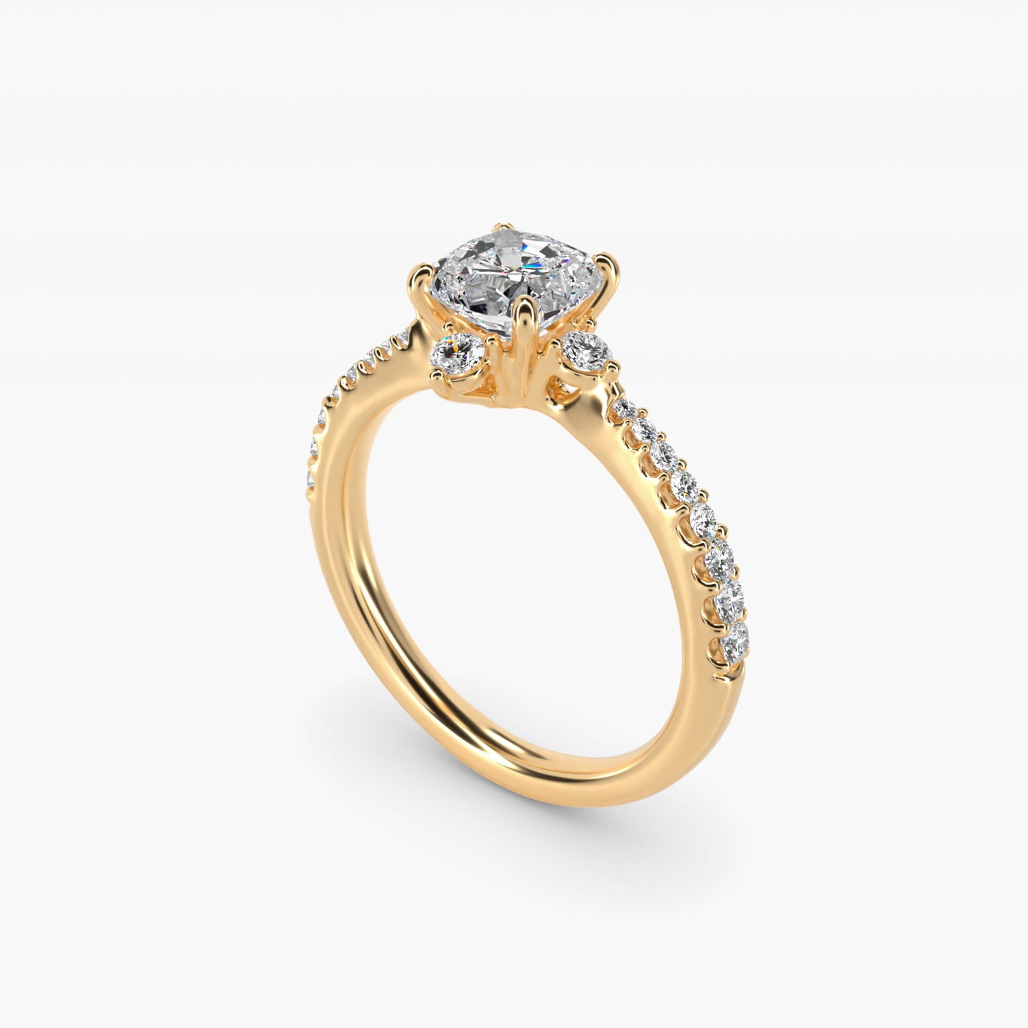Compass Point Diamond Accent Engagement Ring In 14K Yellow Gold By James Allen - Cushion Center