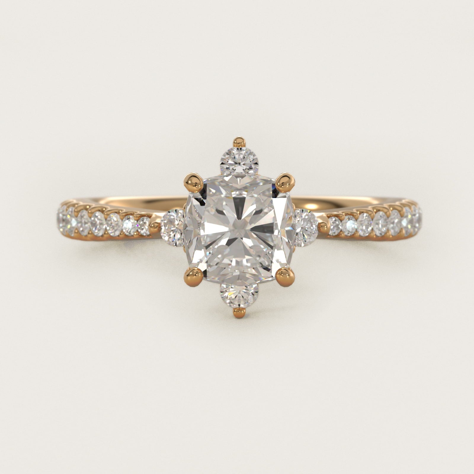 Compass Point Diamond Accent Engagement Ring In 18k Yellow Gold By James Allen - Cushion Center