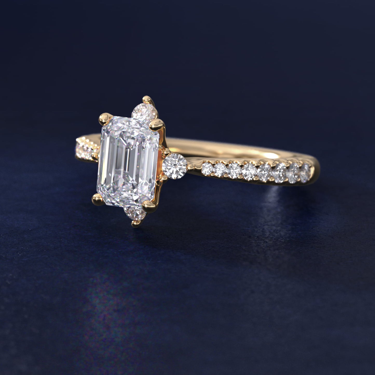 Compass Point Diamond Accent Engagement Ring In 18k Yellow Gold By James Allen - Emerald Center