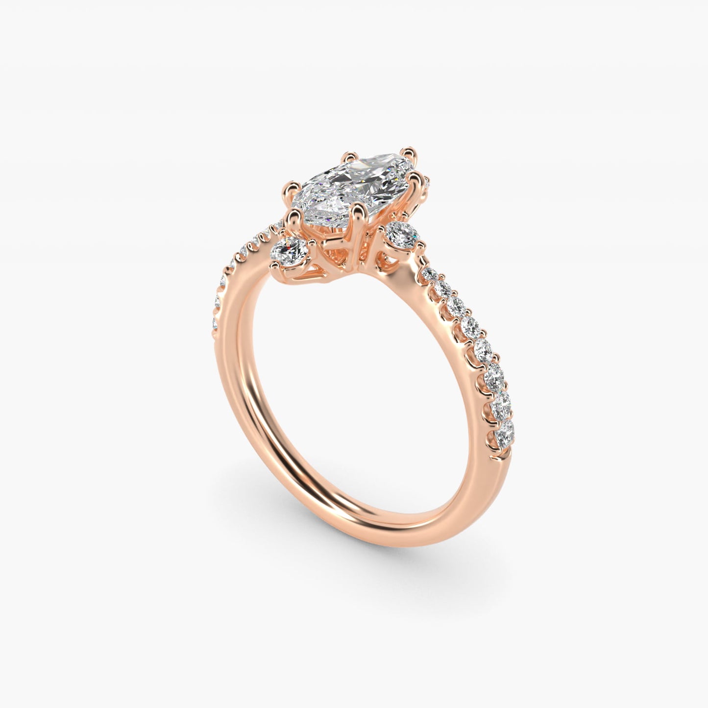 Compass Point Diamond Accent Engagement Ring In 14K Rose Gold By James Allen - Marquise Center