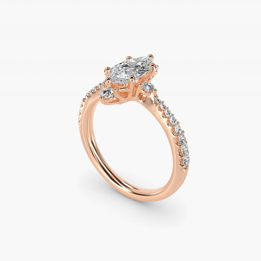 Compass Point Diamond Accent Engagement Ring In 18k Rose Gold By James Allen - Marquise Center