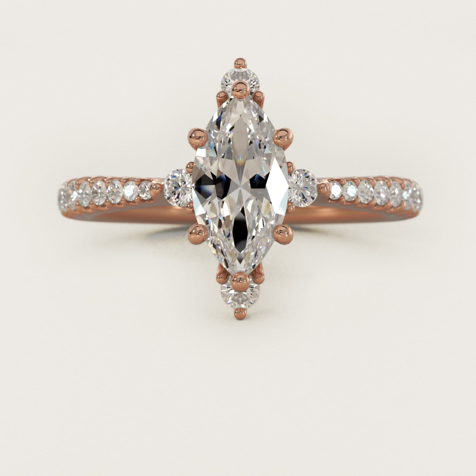 Compass Point Diamond Accent Engagement Ring In 14K Rose Gold By James Allen - Marquise Center