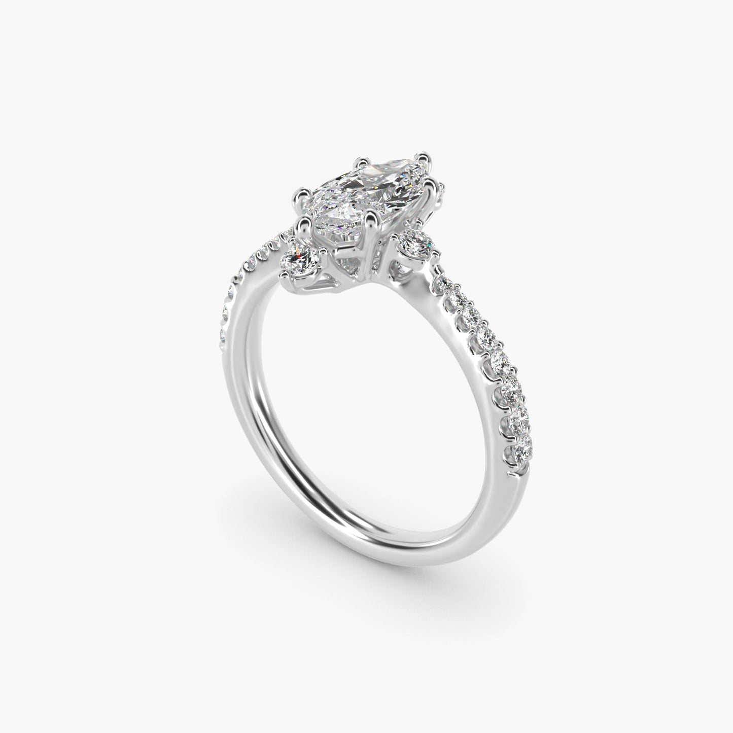 Compass Point Diamond Accent Engagement Ring In 14K White Gold By James Allen - Marquise Center