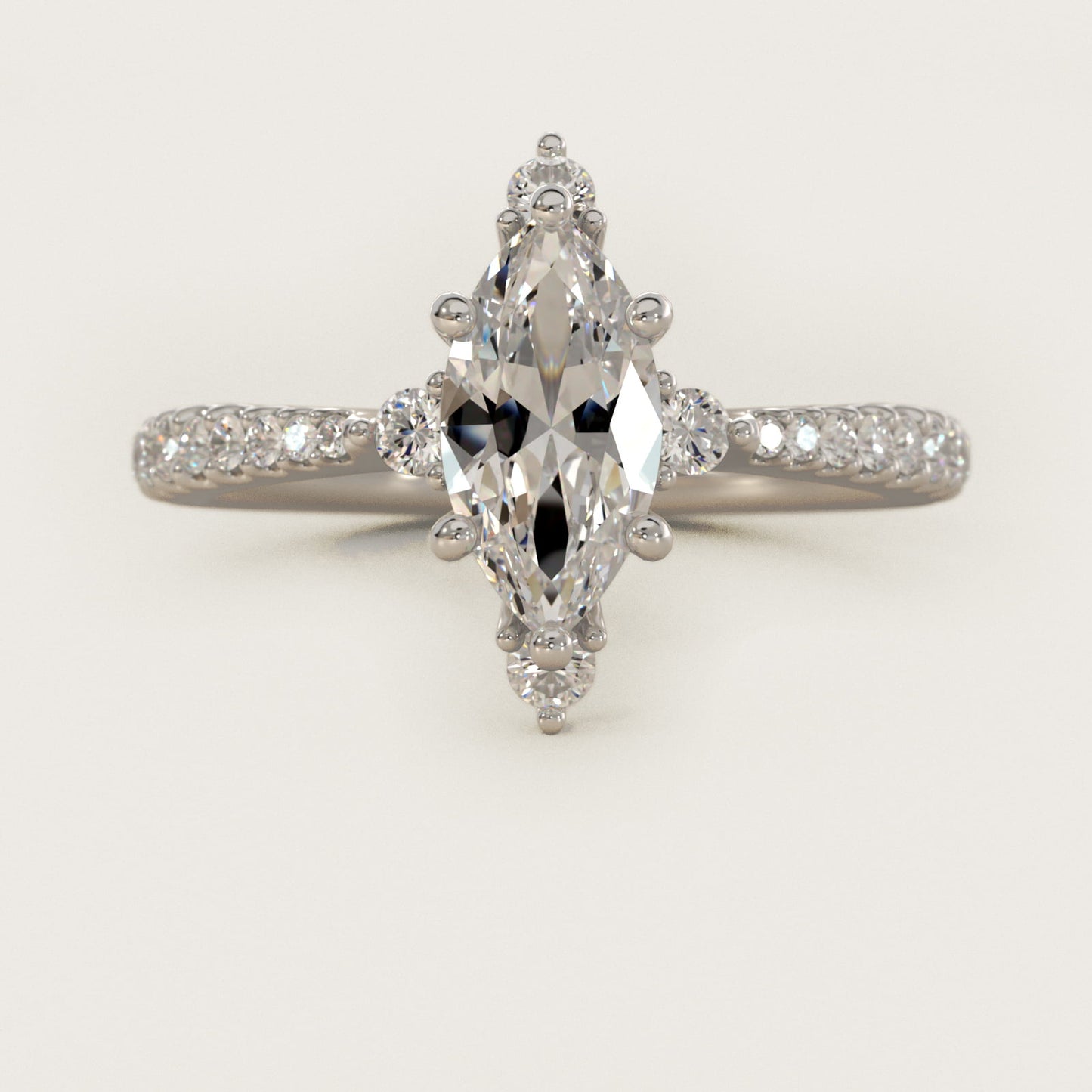 Compass Point Diamond Accent Engagement Ring In 14K White Gold By James Allen - Marquise Center